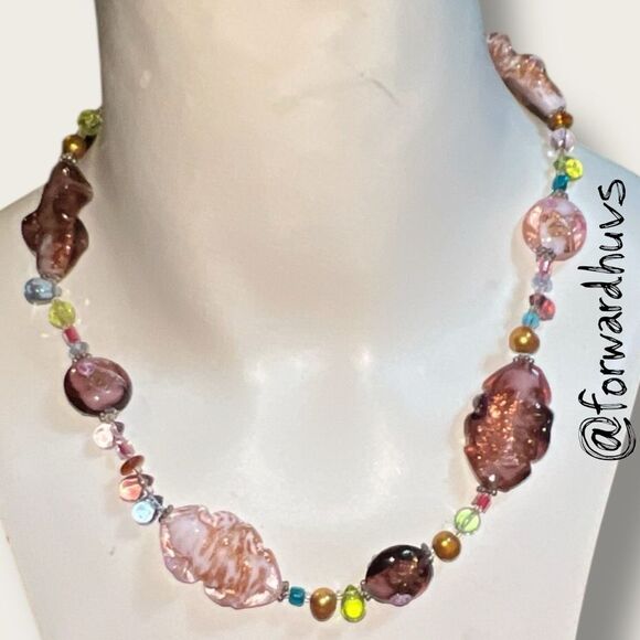 Premier Designs Multicolor Glass Bead Necklace – Lampwork Style - Picture 7 of 9